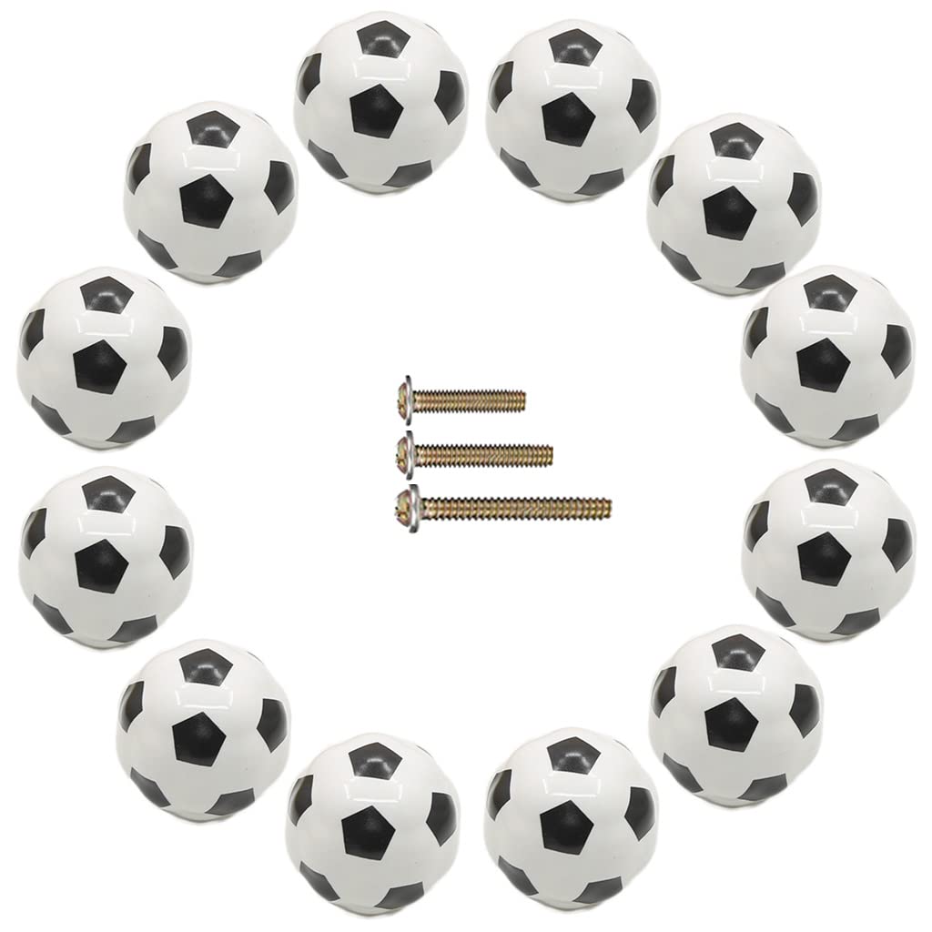 ESreake heavy ceramic soccer knob gloss closeup highlights a premium cabinet finish.