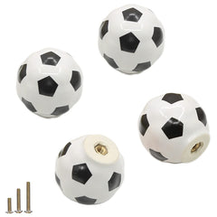 ESreake heavy ceramic soccer knob close-up in white and black glossy finish