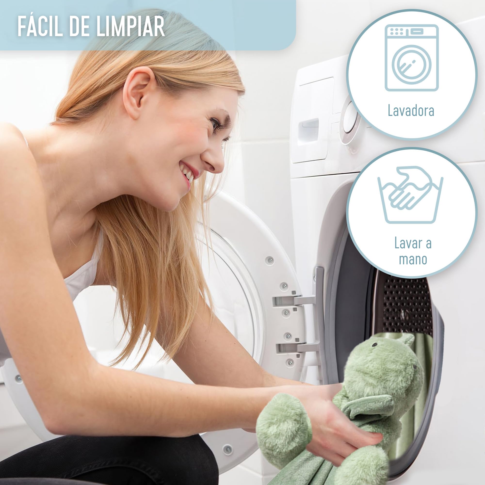Essentials Ibiza baby lovey is easy to care for with surface-washable, machine-washable instructions