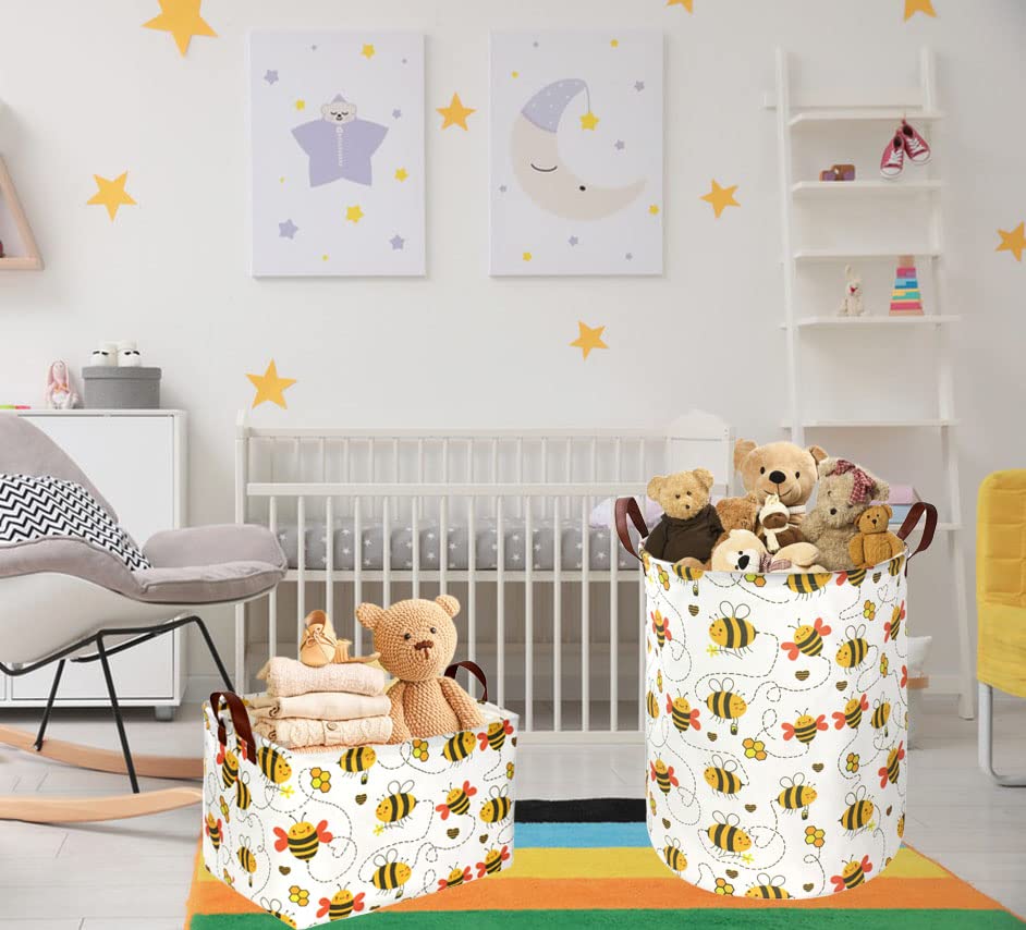 ESSME canvas laundry bin in waterproof bee design for nursery organization