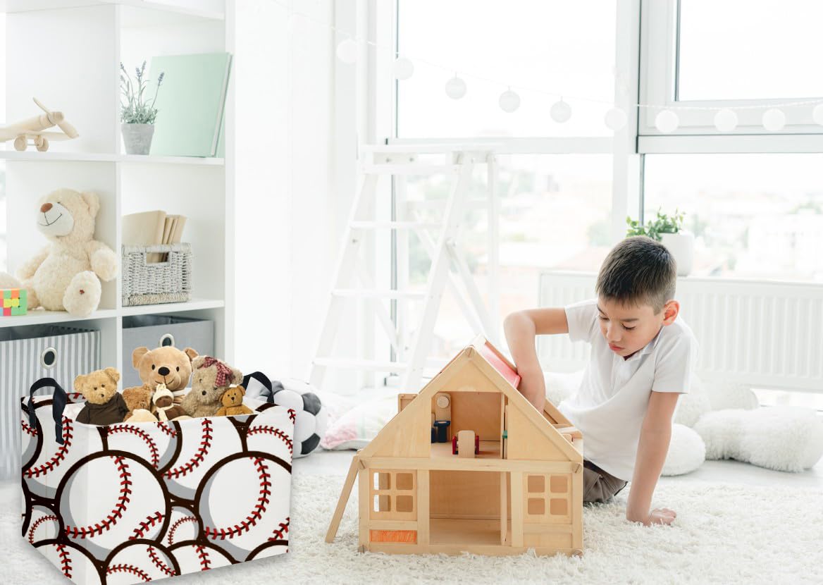 Essme collapsible baseball basket folds flat for space-saving storage.