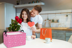 Essme basket with thick cotton rope handles for easy transport around the home.
