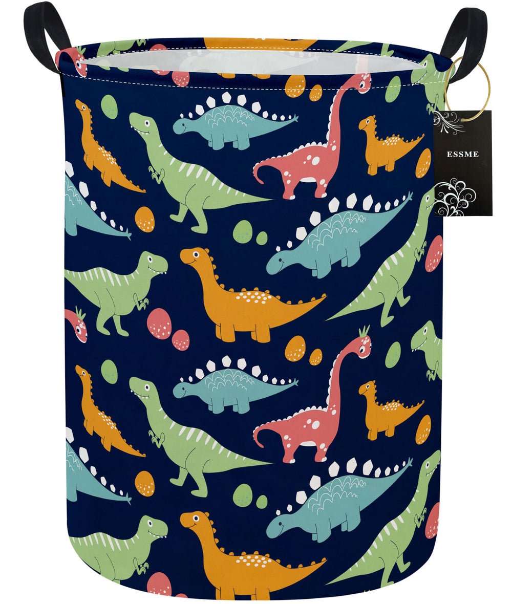 Essme Dinosaur Laundry Basket Navy open shows large capacity for easy clothes loading