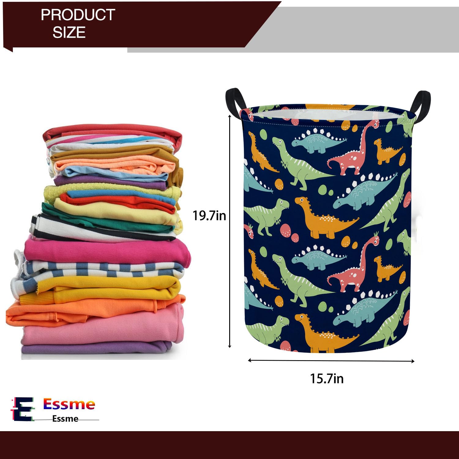 Essme Dinosaur Laundry Basket Navy used for toy storage in a kids’ room