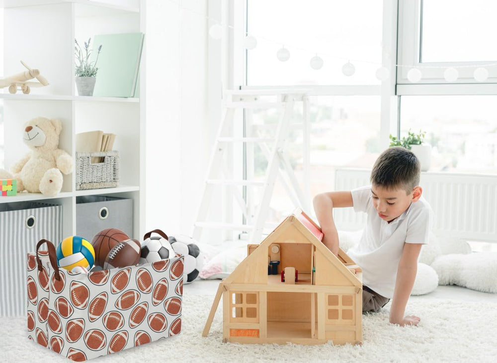 Essme football basket with handles enables easy carrying between rooms