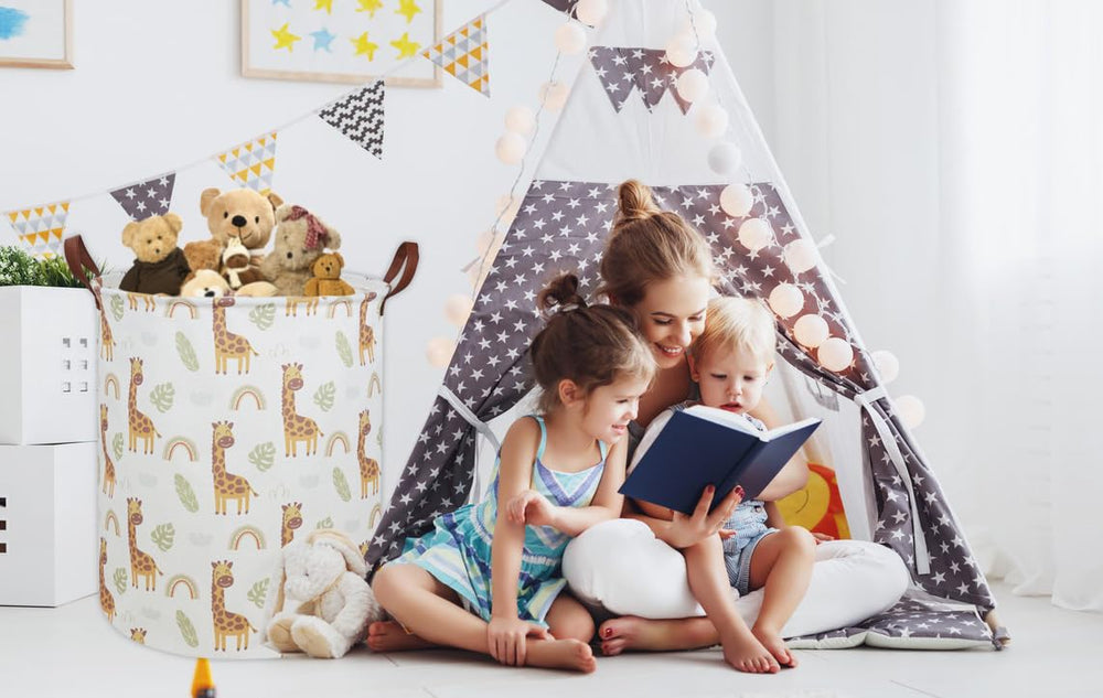 Essme giraffe hamper collapsed flat for compact storage when unused.