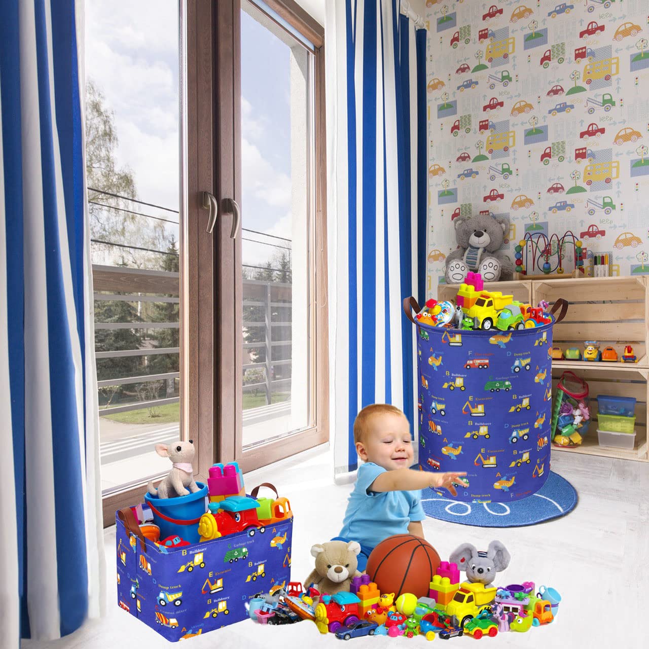 Essme kids hamper with canvas pattern adds decor while organizing toys