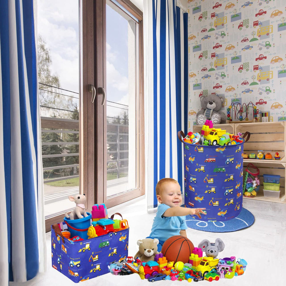 Essme kids hamper with canvas pattern adds decor while organizing toys