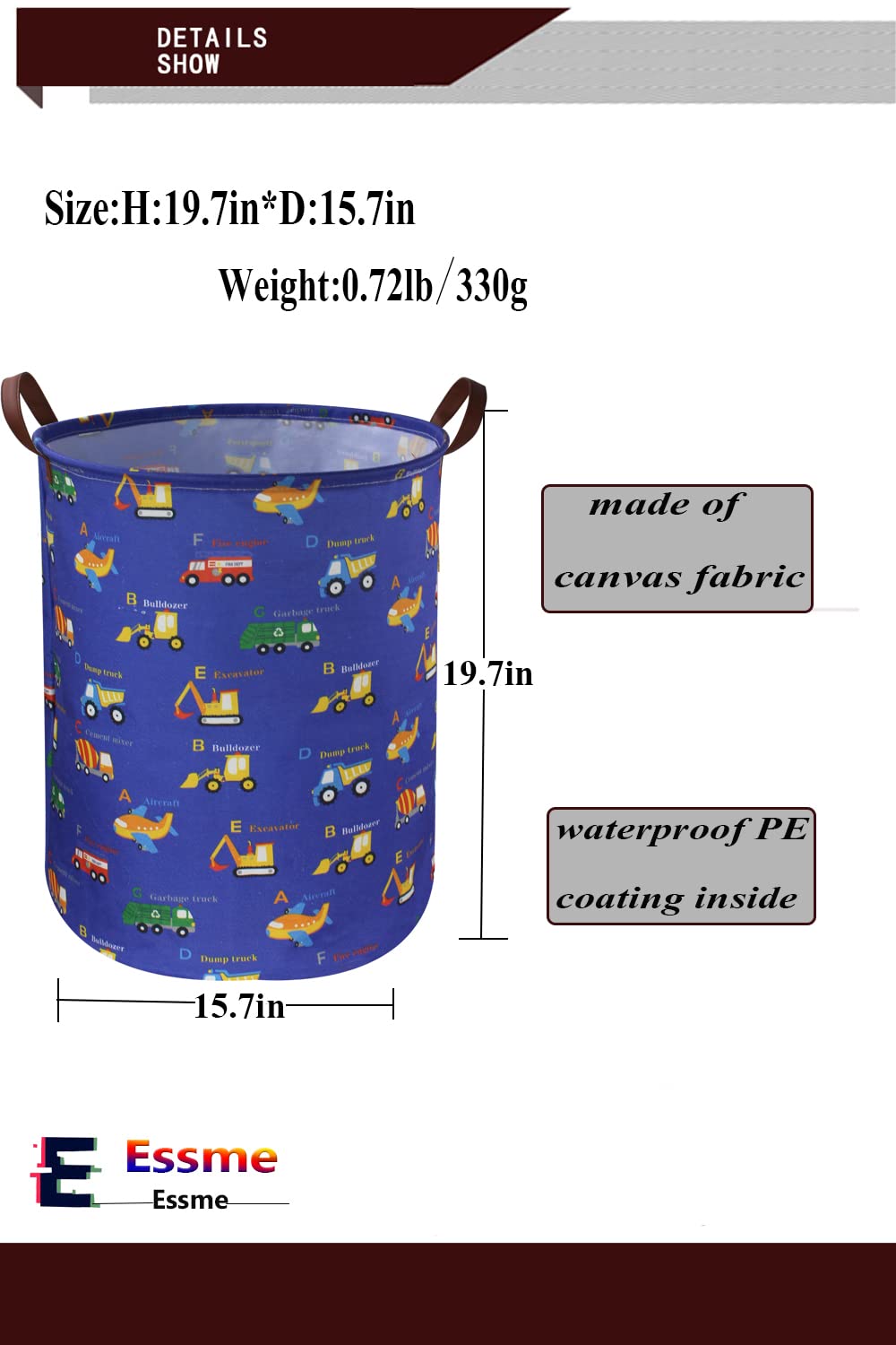 Essme kids hamper fits neatly in boys' room decor for organized spaces