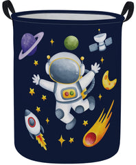 Essme Kids Laundry Basket with astronaut pattern—collapsible storage for nurseries and toy bins.