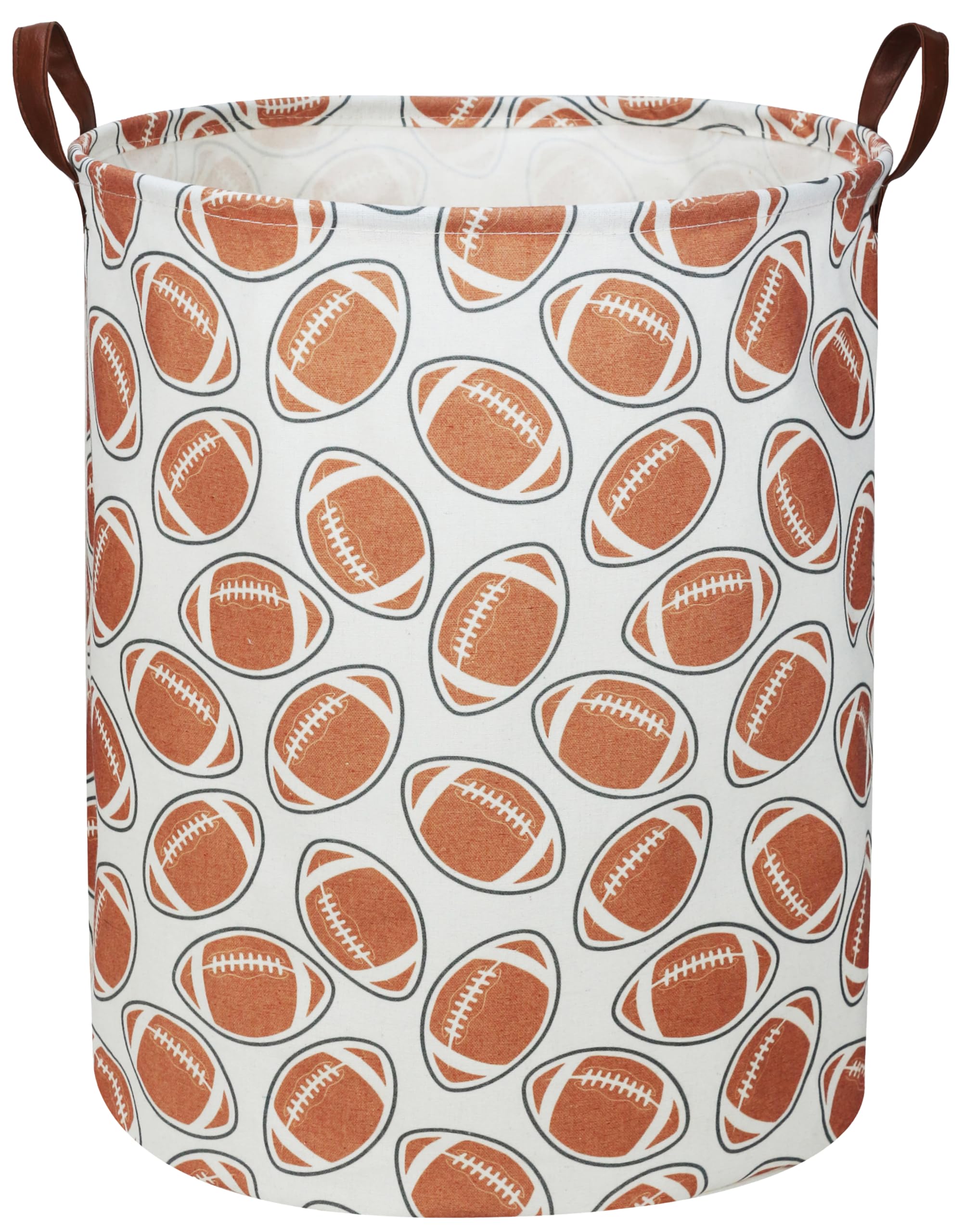 Essme kids laundry basket with football pattern front, ideal for boys' room decor and toy storage.