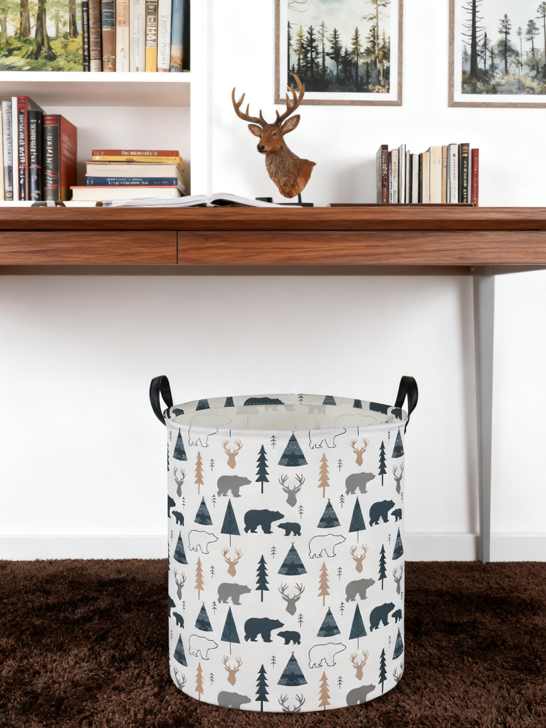 Essme large-capacity basket holds toys, magazines, and craft supplies.
