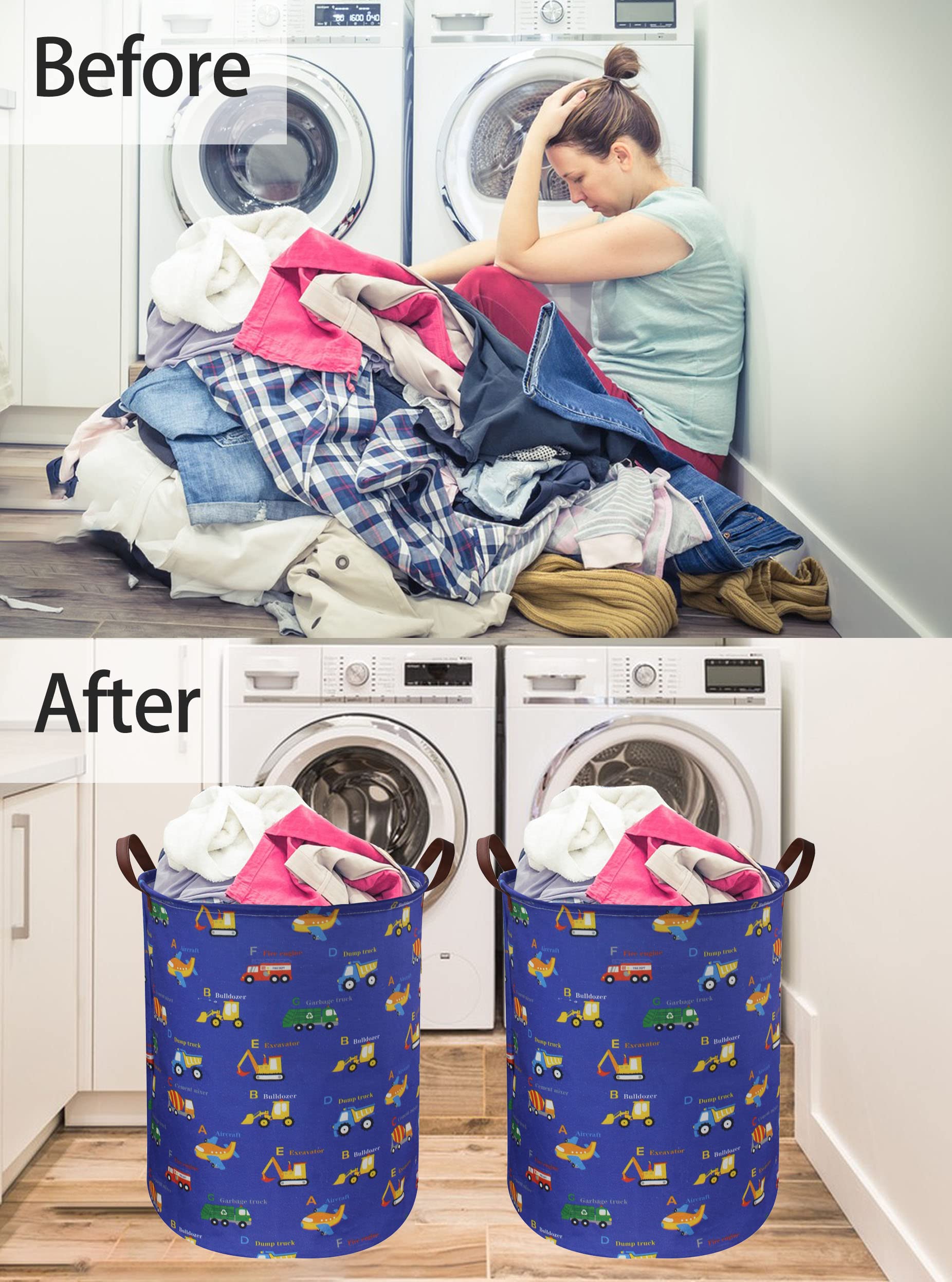 Essme kids laundry basket leather handles provide a sturdy grip during cleanup