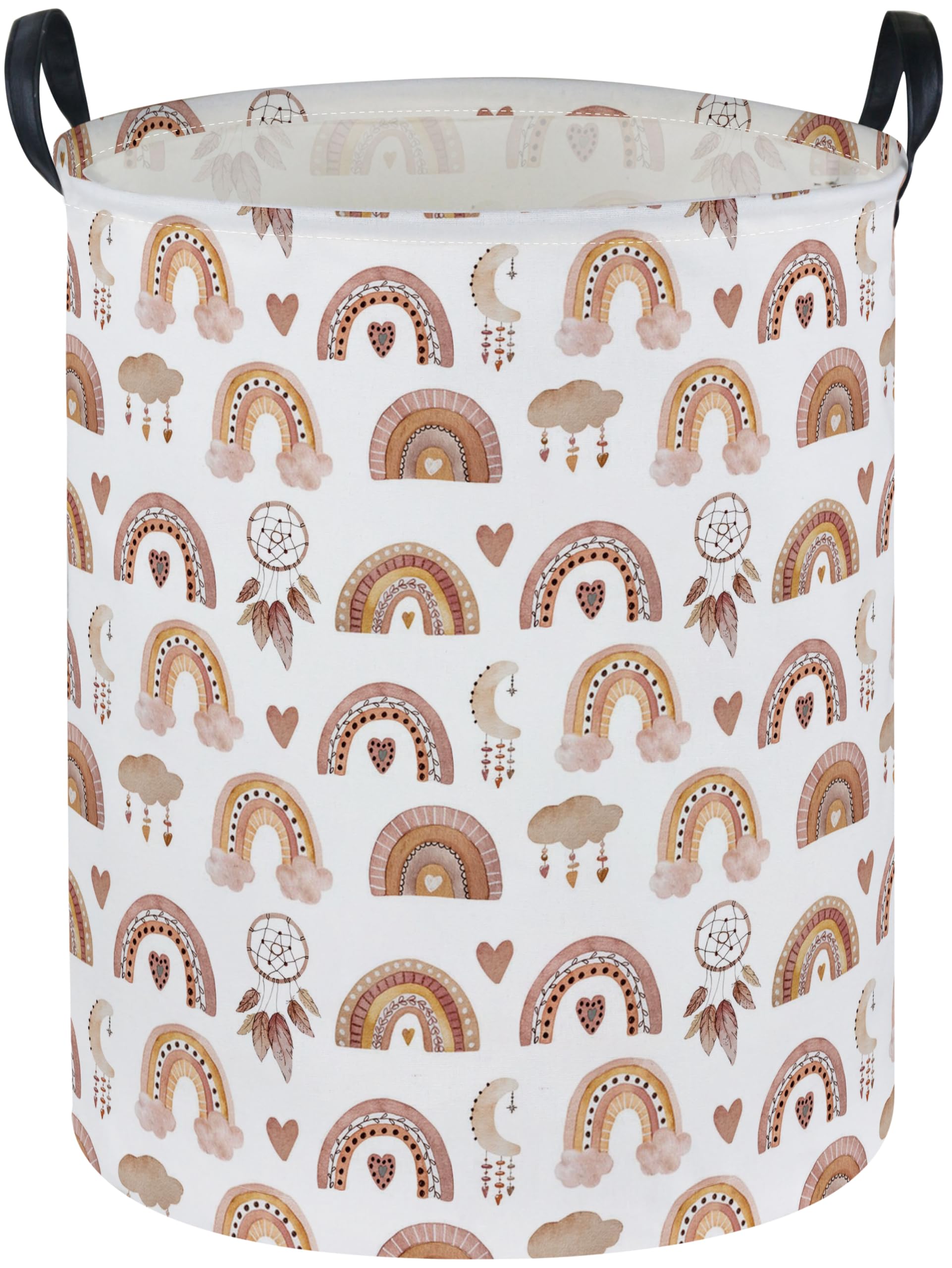 Essme kids laundry basket rainbow pattern—stylish toy storage for nursery.