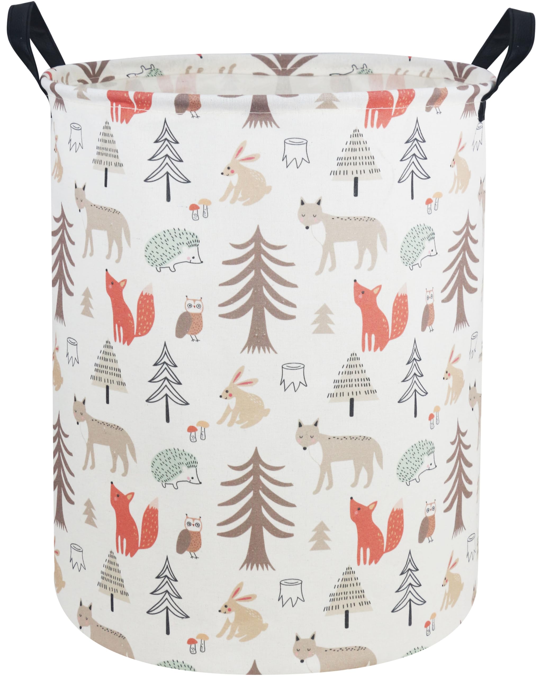 Essme Kids Laundry Hamper front view with grey animal pattern for nursery organization
