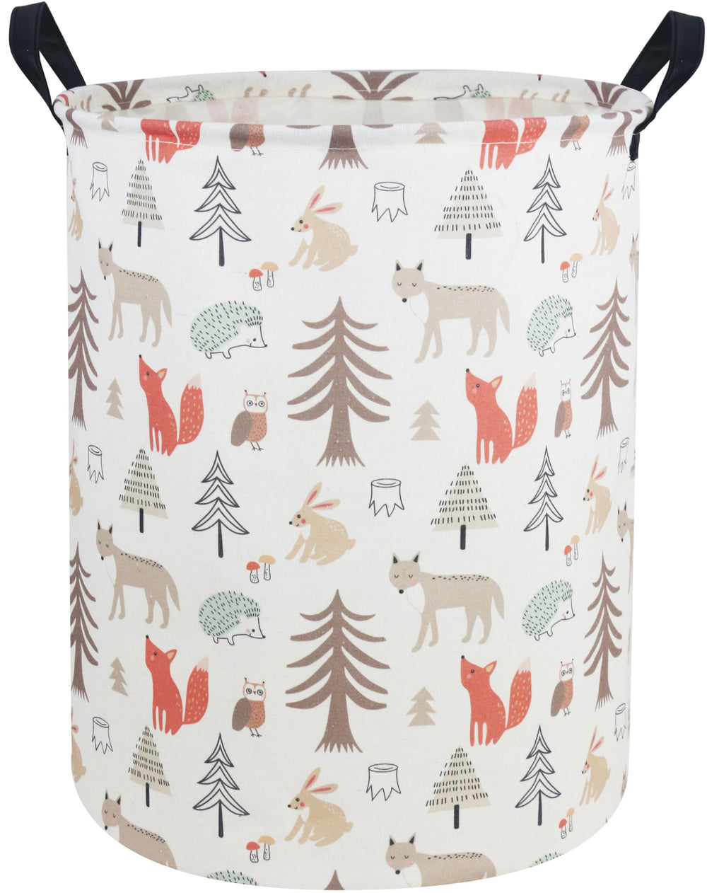 Essme Kids Laundry Hamper front view with grey animal pattern for nursery organization