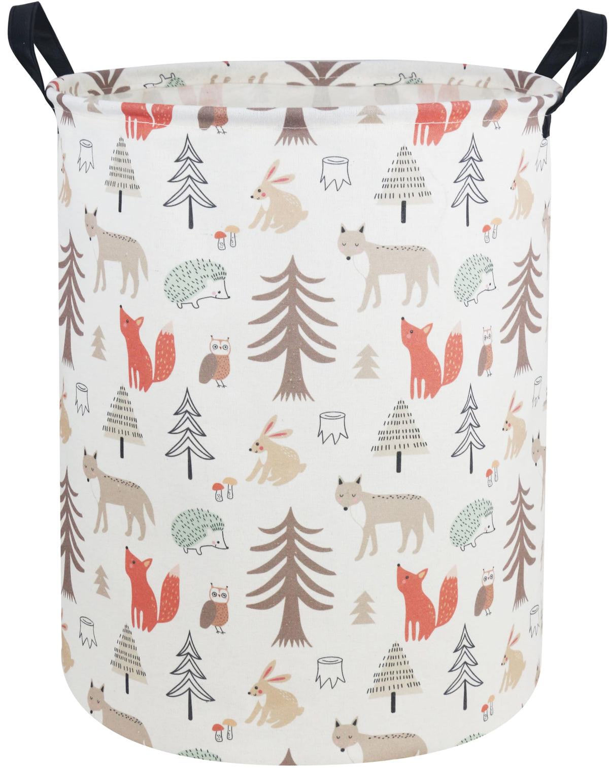 Essme Kids Laundry Hamper front view with grey animal pattern for nursery organization