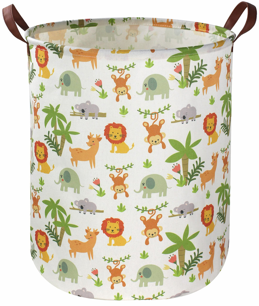 Essme kids laundry hamper jungle pattern enhances nursery organization with playful woodland style