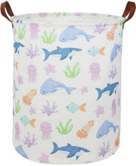 ESSME Kids Laundry Hamper shark pattern demonstrates large toy storage capacity for organized play spaces.