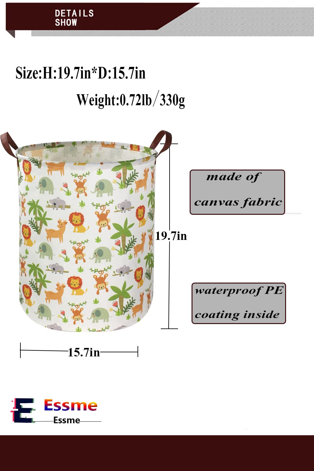 Essme roomy 62.8L capacity fits blankets, toys, and laundry