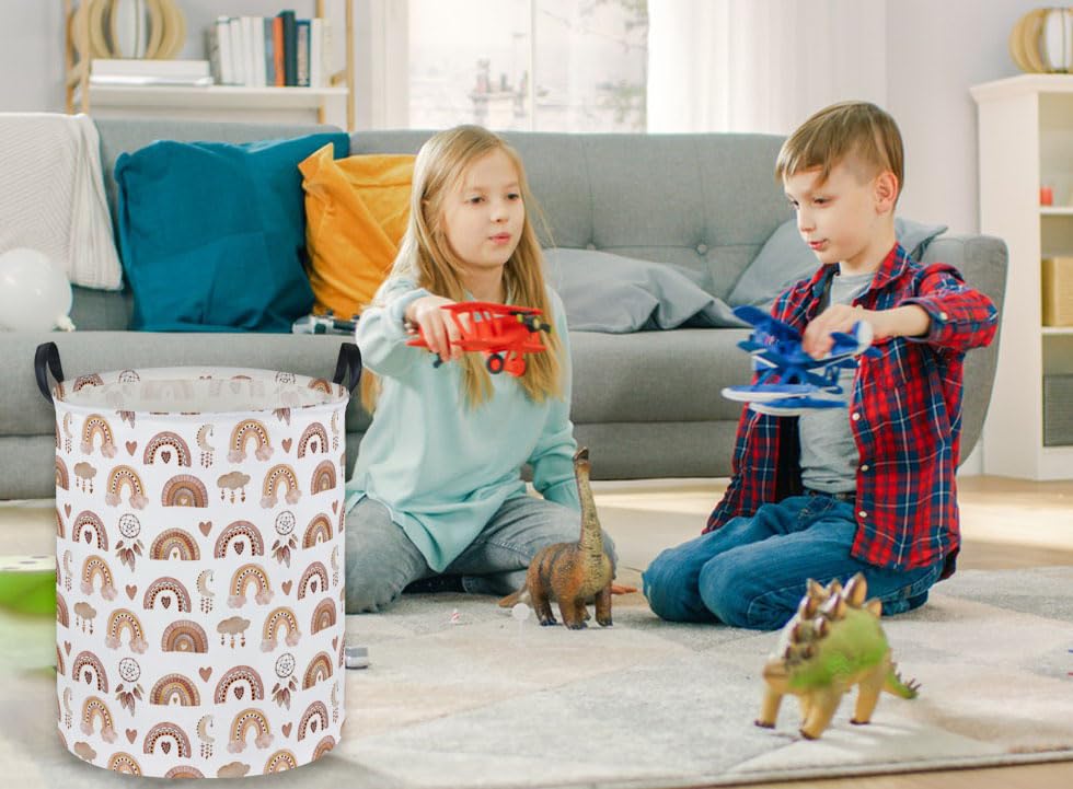 Essme leather-handled storage bin—durable and easy to carry.