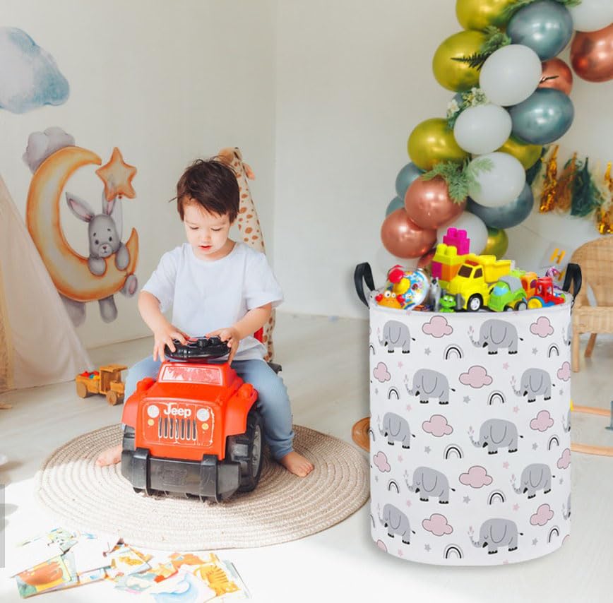 Essme nursery toy organizer storage bin helps declutter play areas.