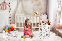 Essme Pink Girls Hamper collapsible bin demonstrates easy storage and large capacity