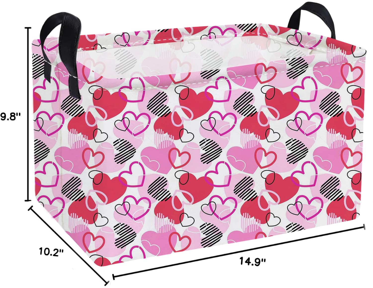 Essme pink heart storage bin with cotton rope handles for easy transport