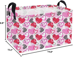Essme pink heart storage bin with cotton rope handles for easy transport