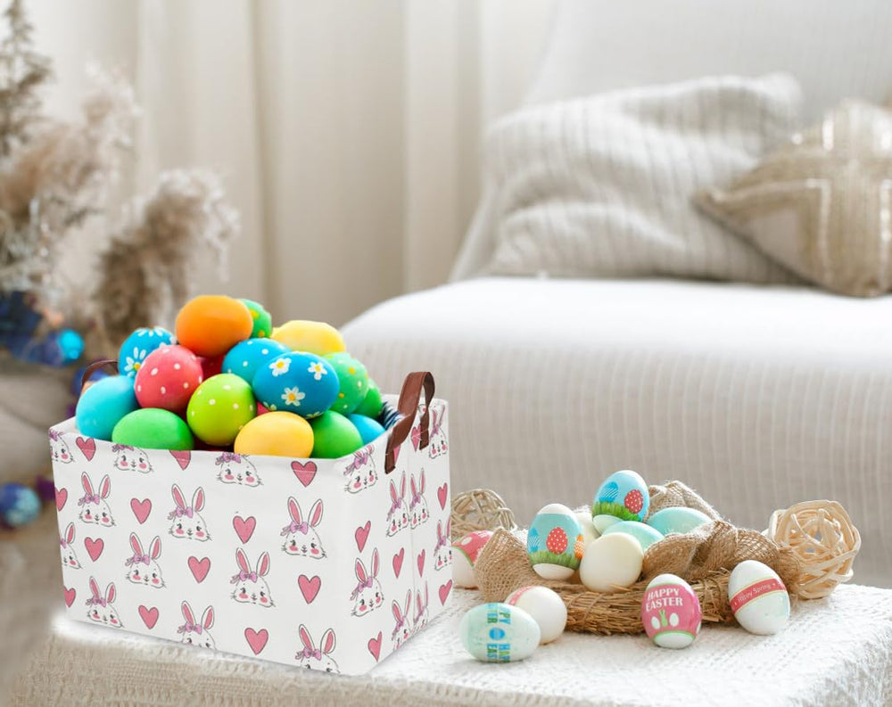Essme Rabbit storage basket filled with toys for organization.