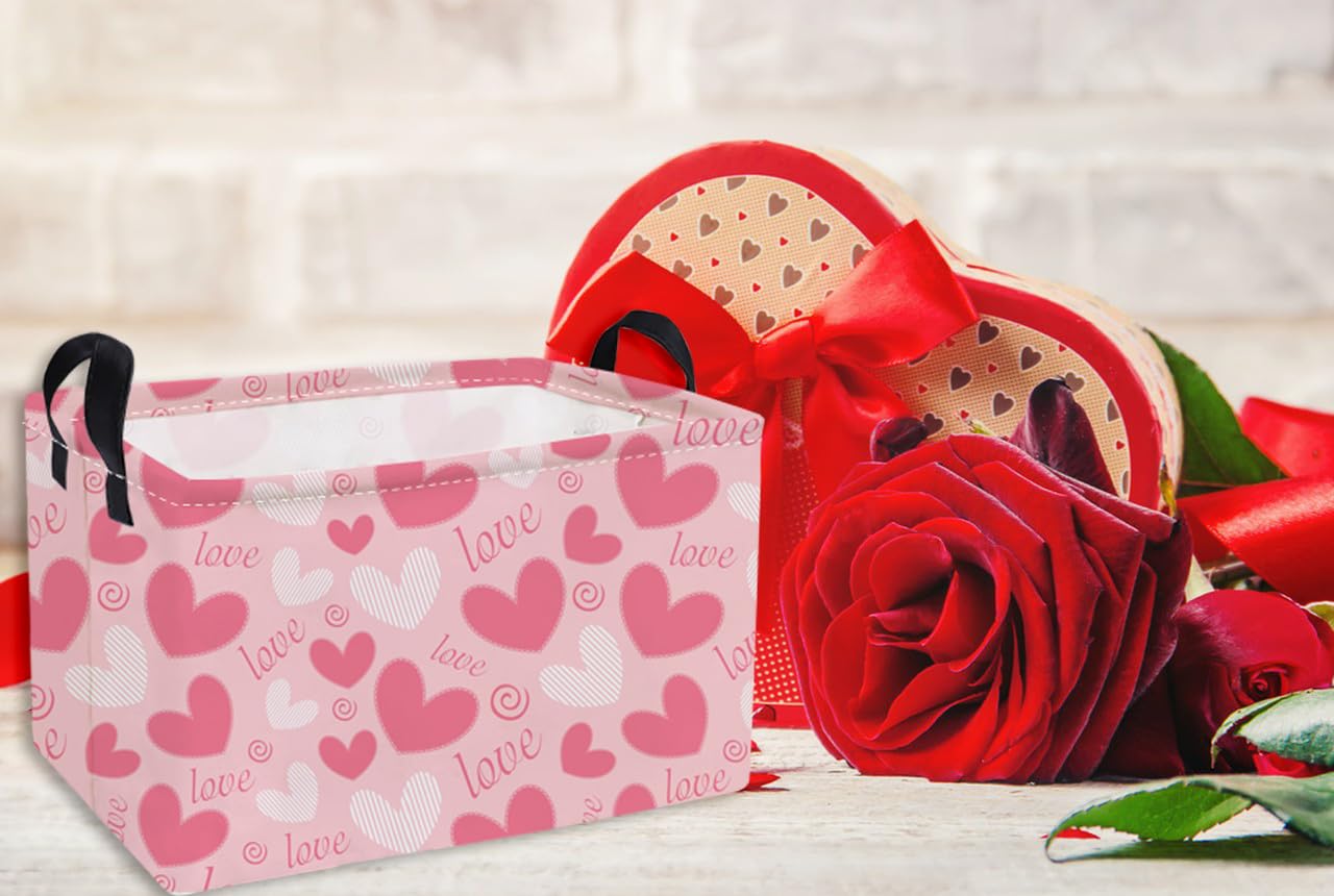 Essme pink heart basket in living room as decorative organizer