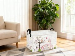 Essme pink animal basket close-up highlights linen cotton fabric feel and durability