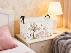 Essme pink animal basket collapse-friendly design shown folded for space-saving storage