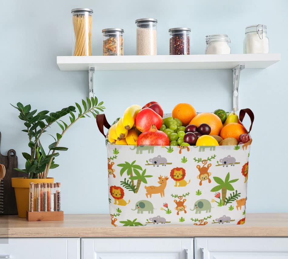 Essme rectangular animals storage basket green versatile bin for living room, bathroom, or laundry organization.