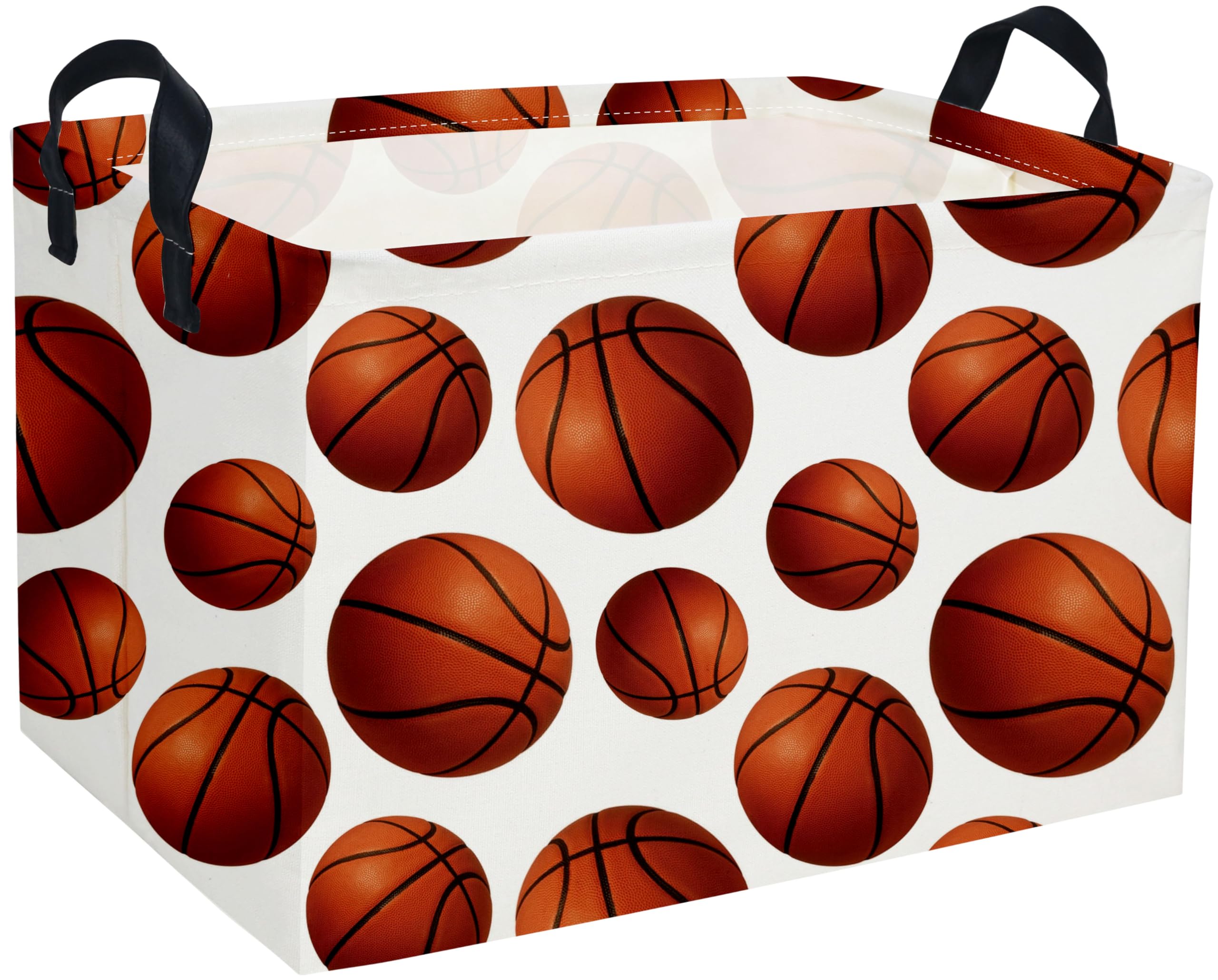 Essme rectangular basket front view, sturdy fabric for durable toy organization.