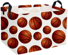 Essme rectangular basket front view, sturdy fabric for durable toy organization.
