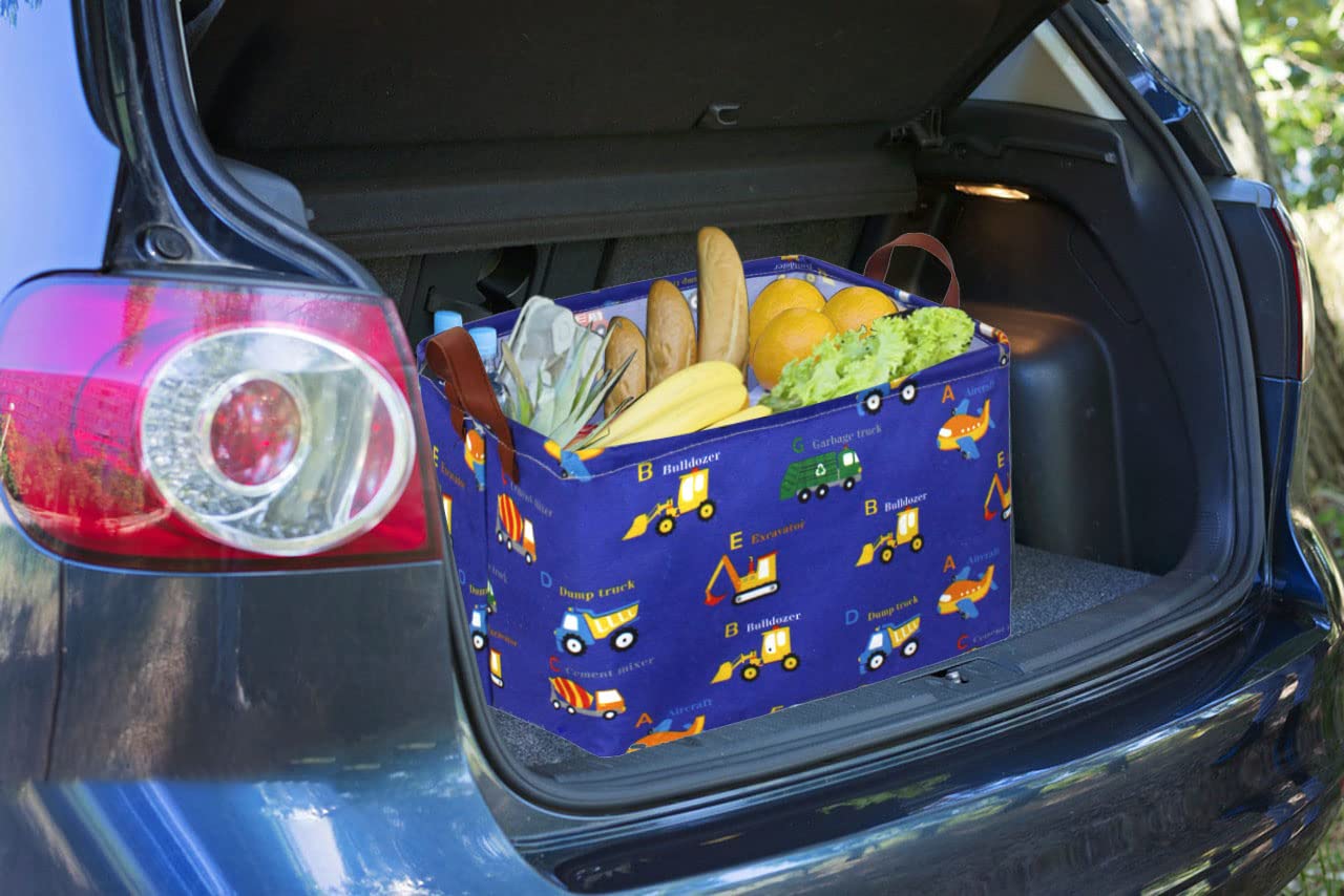 Essme rectangular blue basket folded for space-saving storage