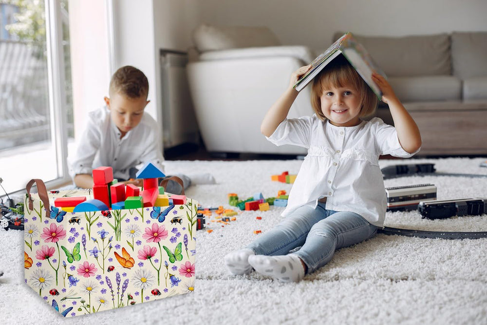 Essme rectangular boys basket collapsible design for space-saving storage.