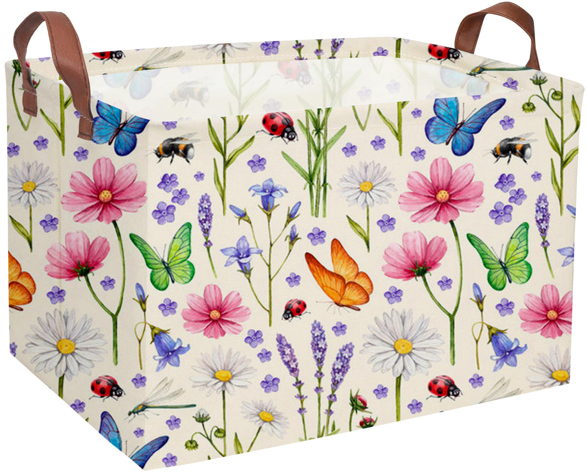 Essme rectangular boys basket with handles, easy transport for toys and clothes.