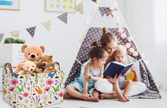 Essme rectangular boys basket used as room decor in a kid's space.