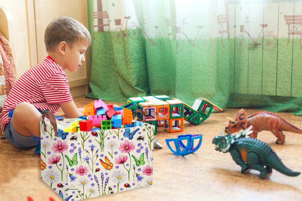 Essme rectangular boys basket features waterproof liner to protect contents.
