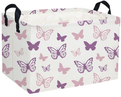 Essme rectangular butterfly baskets closeup shows linen-cotton fabric ideal for toys.