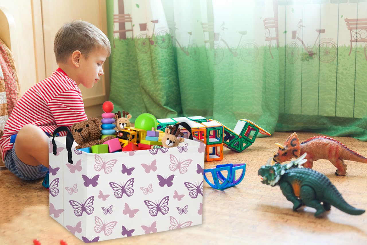 Essme rectangular butterfly baskets stack neatly when not in use for tidy closets.