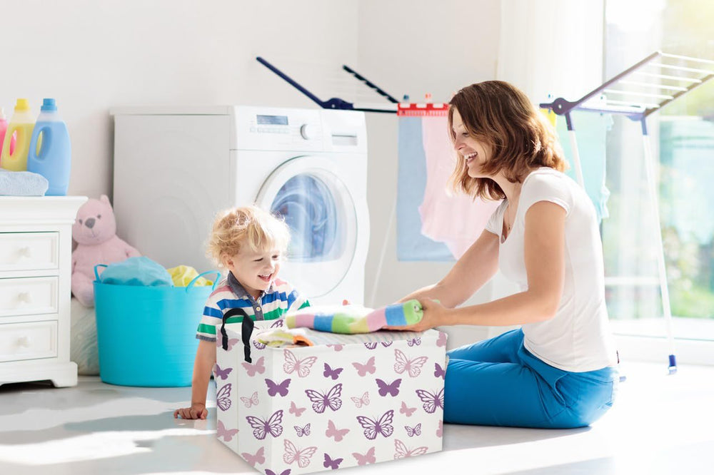 Essme rectangular butterfly baskets handles illustrate easy transport and daily use.