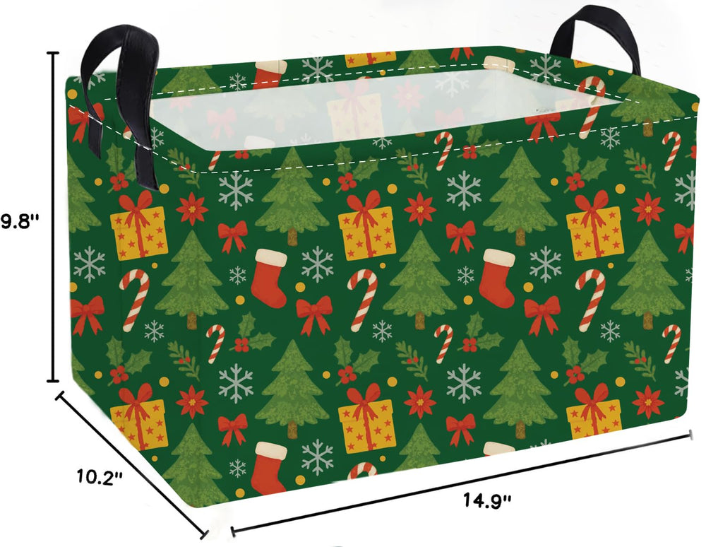 Essme rectangular Christmas basket canvas material provides durable, lightweight storage.