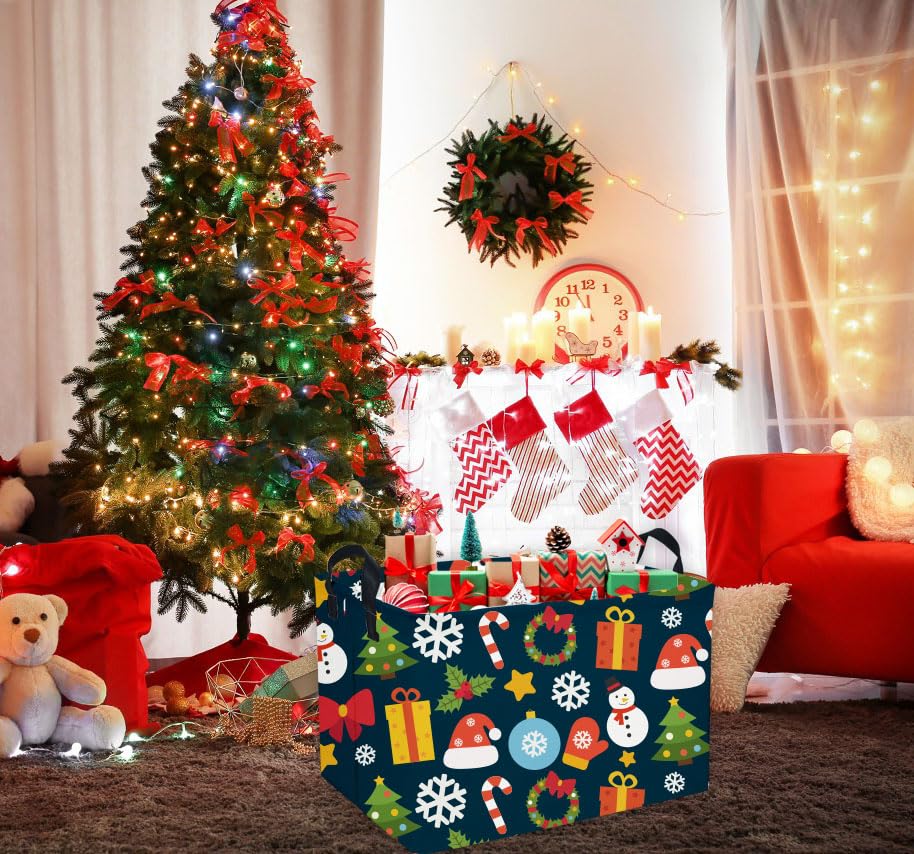 Essme collapsible rectangular Christmas basket folded flat for storage.