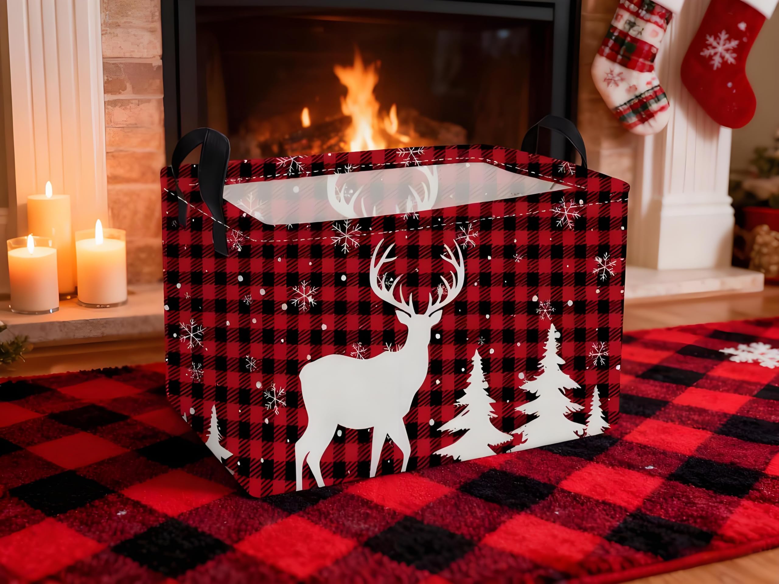 Essme rectangular Christmas basket folded-flat for space-saving storage