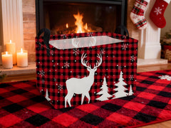 Essme rectangular Christmas basket folded-flat for space-saving storage