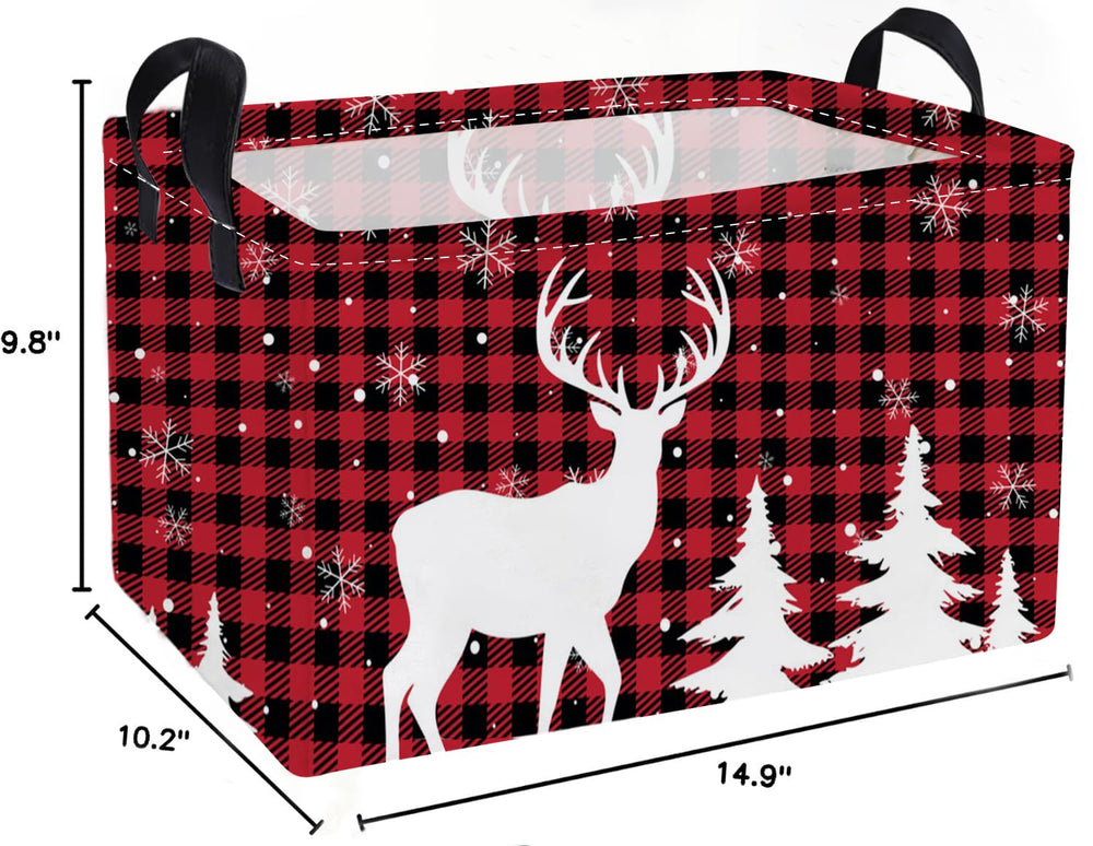 Essme Christmas basket side view shows sturdy cotton rope handles for easy transport