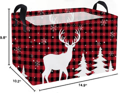 Essme Christmas basket side view shows sturdy cotton rope handles for easy transport